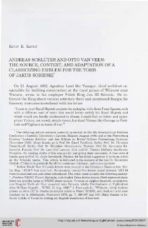 10: Andreas Schlüter and Otto van Veen : the source, context, and adaption of a classicizing embelm for the tomb of Jakub Sobieski