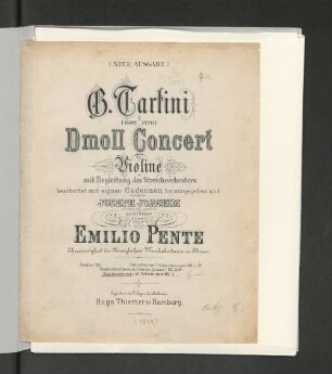 D-moll Concert für Violine mit Begleitung des Streichorchesters, bearb. mit eignen Cadenzen