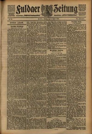 Erste Ausgabe vom Freitag, den 03. April 1908.