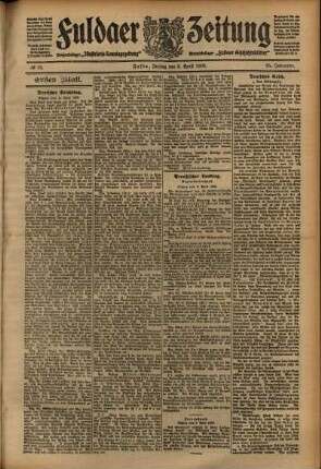 Erste Ausgabe vom Freitag, den 03. April 1908.
