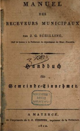 Manuel des receveurs municipaux