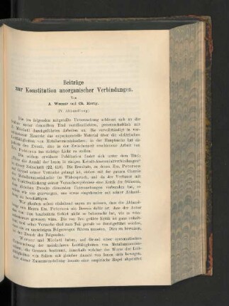 Beiträge zur Konstitution anorganischer Verbindungen.