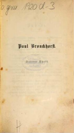 Paul Bronckhorst oder Die neuen Herren : Roman. 3