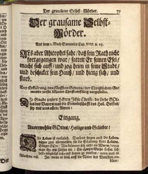 Der grausame Selbstmörder.