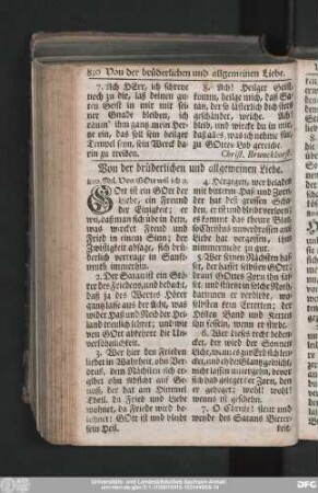 Von der brüderlichen und allgemeinen Liebe.