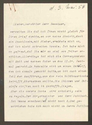 Zwei Briefe von Sissi Brentano an Franz Dessauer, ein Brief von ihr an Karl Zimmermann