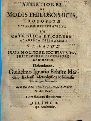 Assertiones De Modis Philosophicis