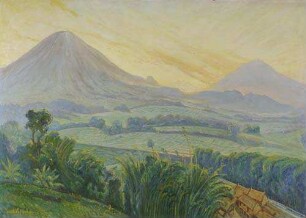 Sindoro und Soembing vor Sonnenaufgang