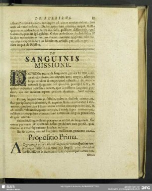 De Sanguinis Missione