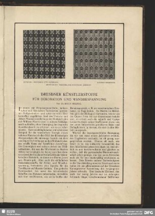 Dresdner Künstlerstoffe für Dekoration und Wandbespannung
