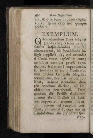 Exemplum. [De quodam studioso prompte obsequente Deo vocanti, & de quadam femina damno suo id ipsum tardante]