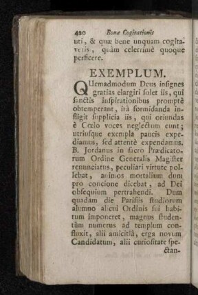 Exemplum. [De quodam studioso prompte obsequente Deo vocanti, & de quadam femina damno suo id ipsum tardante]