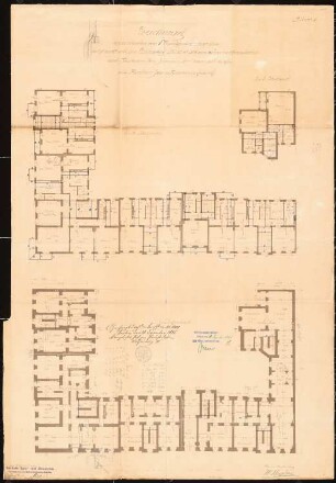 Arbeiterwohnhäuser, Berlin-Friedrichshain: Bauakte Bauherr: Grundrisse, Schnitte, Ansichten, Nachträge, 1:100