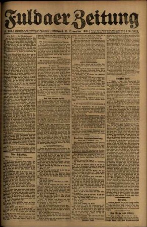 Erste Ausgabe vom Mittwoch, den 12. November 1919.