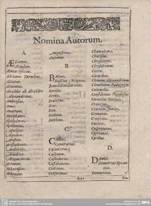 Nomina Autorum.