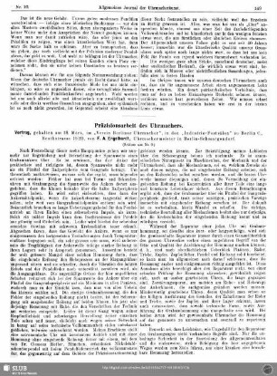 Präzisionsarbeit des Uhrmachers (Schluss aus Nr. 9)