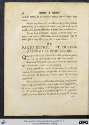 De Partu Difficili, Et Praeternaturali Ex Vitiis Matris.