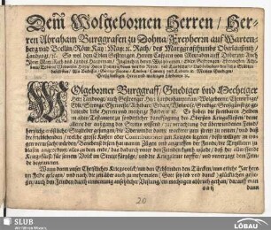Dem Wolgebornen [Vorrede Demantius, deutsch]