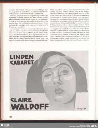 Linden Cabaret. Claire Waldoff