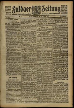 Erste Ausgabe vom Donnerstag, den 24. Oktober 1912.