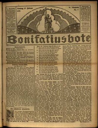 Erste Ausgabe vom Sonntag, den 17. Februar 1924.