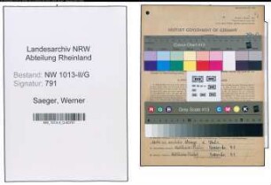 Entnazifizierung Werner Saeger , geb. 11.01.1920 (Musiker)