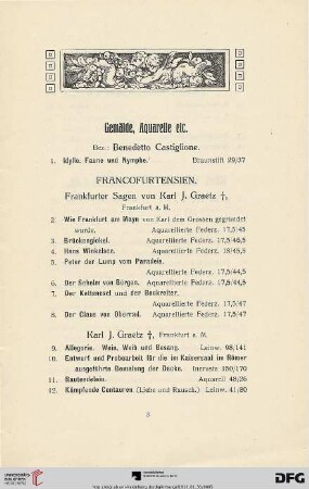 Gemälde, Aquarelle etc. (Nr. 1-18)