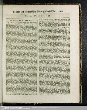Beilage zum literarischen Conversations-Blatt, 1822. No. 30 [31]. December 21.
