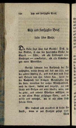 Acht und funfzigster Brief. Liebe über Recht.