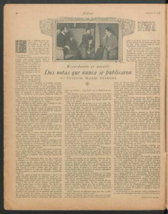 Dos notas que nunca se publicaron : Recordando el pasado