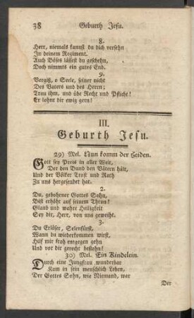 III. Geburth Jesu