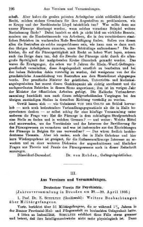 196-202, III. Aus Vereinen und Versammlungen