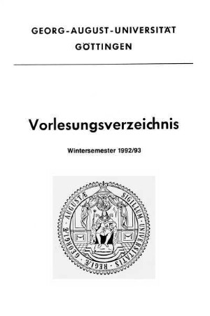 WS 1992/93: Vorlesungsverzeichnis