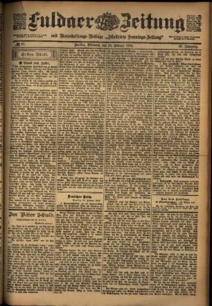 Erste Ausgabe vom Mittwoch, den 26. Februar 1902.