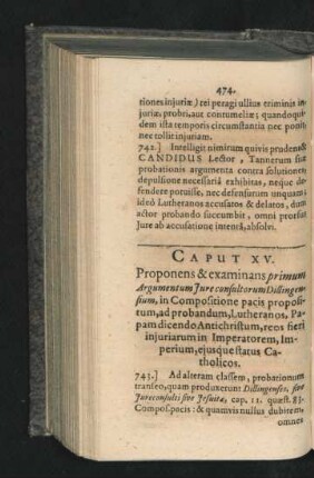 Caput XV. Proponens & examinans primum Arguemntum Iure consultorum Dillingensium, in Compositione pacis propositum, ad probandum ...