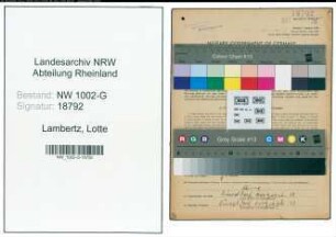 Entnazifizierung Lotte Lambertz, geb. 13.10.1898 (Serviererin)