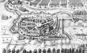 Werben (Elbe). Ausschnitt aus: Königlich Schwedisches Feldlager vor der Stadt, 1631, aus: Wollesen, Ernst: Chronik der altmärkischen Stadt Werben, 1898
