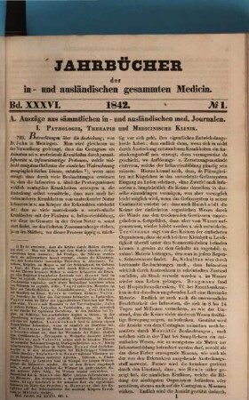 Jahrbücher der in- und ausländischen gesammten Medicin. 36, 36. 1842