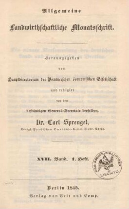 [Titelblatt] XVII. Band. 1. Heft.