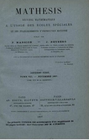 TOME VII. - NOVEMBRE 1897.