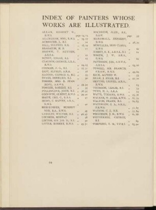 Index of painters whose works are illustrated.