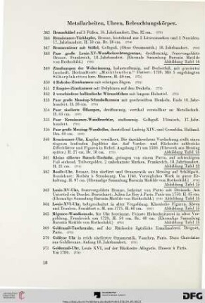 Metallarbeiten, Uhren, Beleuchtungskörper (Nr. 345-382)