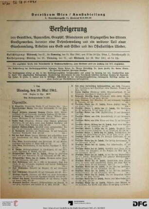1. Tag. Montag, den 26. Mai 1941, Beginn 14 Uhr (Nr. 1-245)