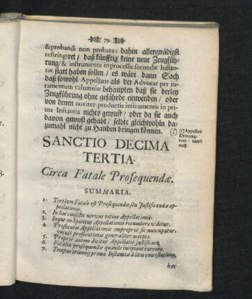 Sanctio Decima Tertia. Circa Fatale Prosequendae.