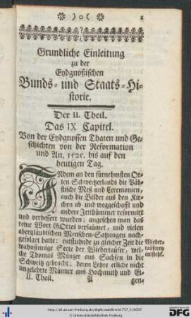 Das IX. Capitel. Von der Eydgenossen Thaten und Geschichten von der Reformation und An. 1525 bis auf den heutigen Tag.