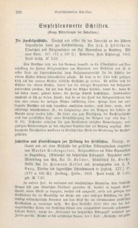 228-240 Empfehlenswerthe Schriften