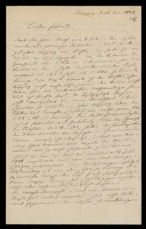 Brief von Heinrich Leberecht Fleischer an Heinrich Ewald. Leipzig, 26.10.1848