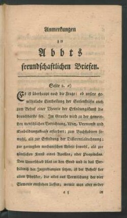 Anmerkungen zu Abbts freundschaftlichen Briefen