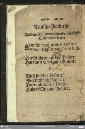 Teutsche Zuschrifft