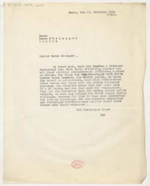 Brief an Frédéric d' Erlanger : 15.12.1930